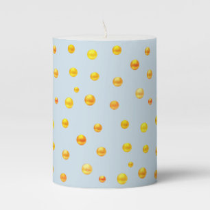 Golden Confetti on Light Blue Pillar Candle