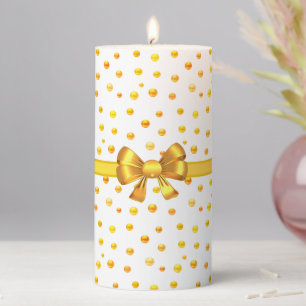 Golden Confetti on White Pillar Candle
