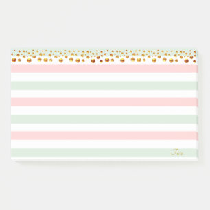 Golden Confetti & Pastel Colors Personalized Post-it Notes