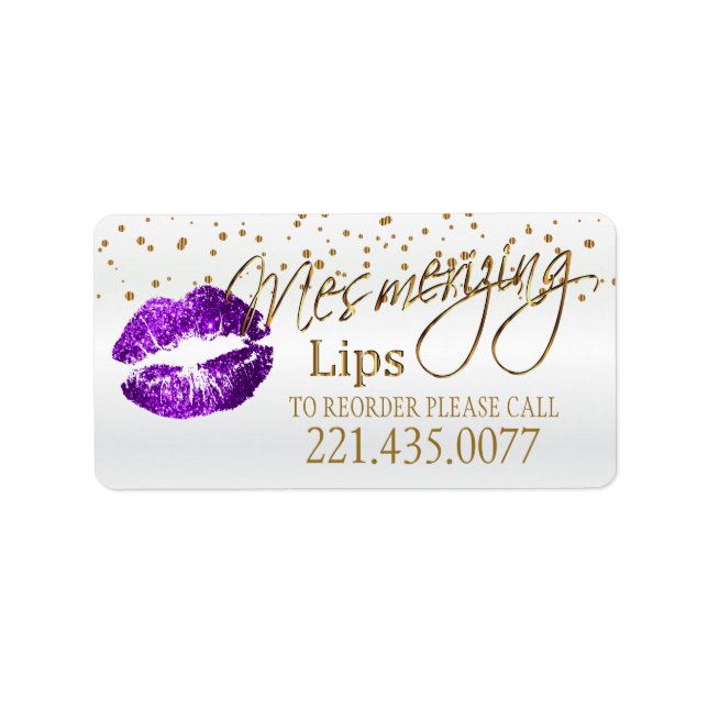 Golden Confetti & Purple Lips - Reorder Label (Front)