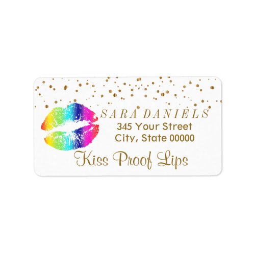 Golden Confetti  Rainbow Lips Label