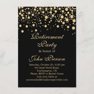 Golden confetti Retirement Party Invitation