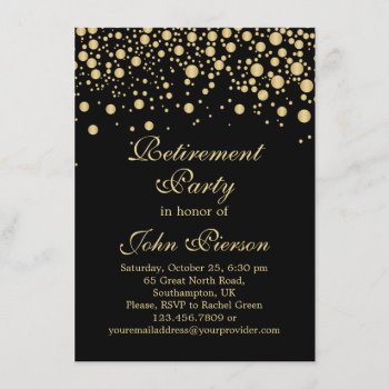 Golden Confetti Retirement Party Invitation by IrinaFraser at Zazzle