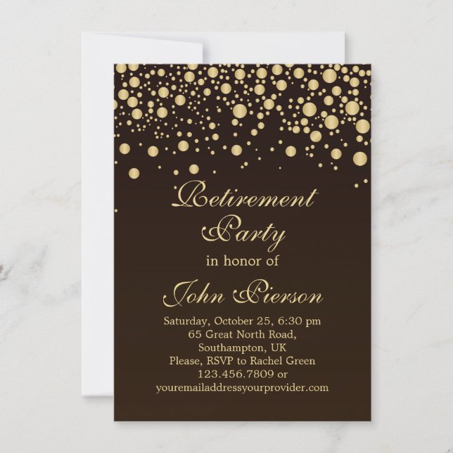 Golden confetti Retirement Party Invitation (Front)