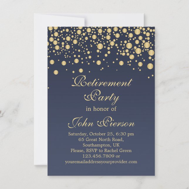 Golden confetti Retirement Party Invitation (Front)