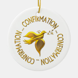 Golden Confirmation and Holy Spirit Ceramic Ornament