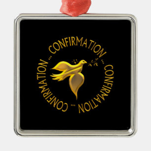 Golden Confirmation and Holy Spirit Metal Ornament