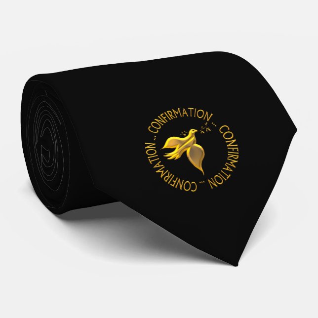 Golden Confirmation and Holy Spirit Neck Tie (Rolled)