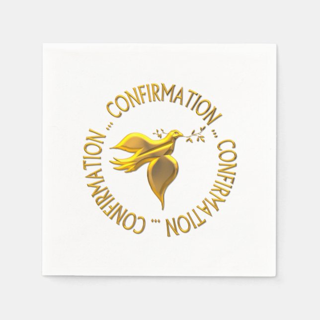Golden Confirmation and Holy Spirit Paper Napkins (Front)