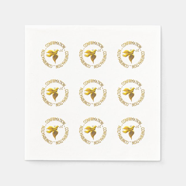 Golden Confirmation and Holy Spirit Paper Napkins (Front)