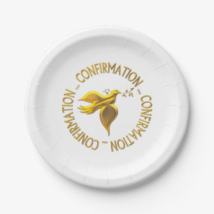 Golden Confirmation and Holy Spirit Paper Plates