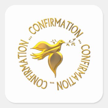 Golden Confirmation And Holy Spirit Square Sticker by Artists4God at Zazzle