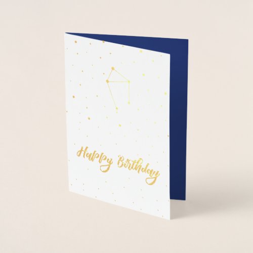 Golden Constellation Libra Happy Birthday Foil Card