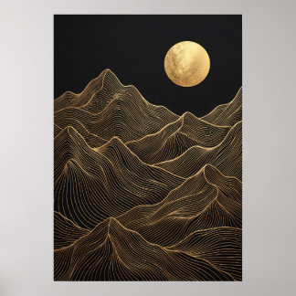 Golden Contours — Mountain Moon Poster