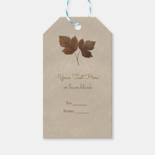 Golden Copper Fall Leaves Elegant Custom Party Gift Tags