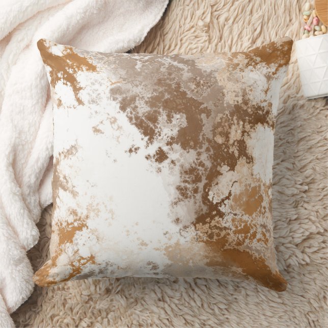 Golden Copper Marble abstract Throw Pillow (Blanket)
