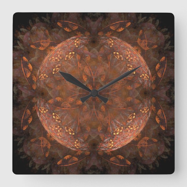 Golden Copper Shimmer Square Wall Clock (Front)