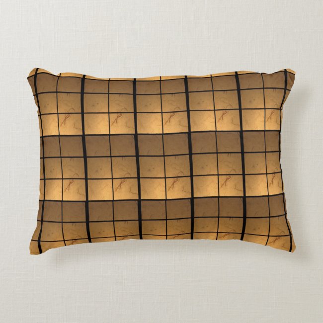 Golden Copper Square Pattern Accent Pillow