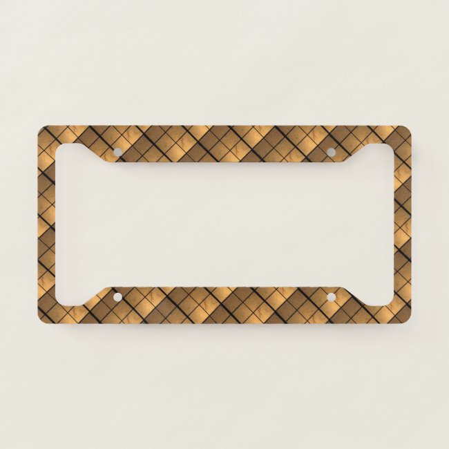 Golden Copper Square Pattern License Plate Frame
