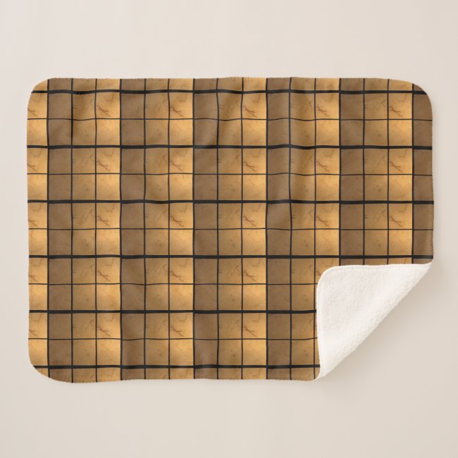 Golden Copper Square Pattern Sherpa Blanket