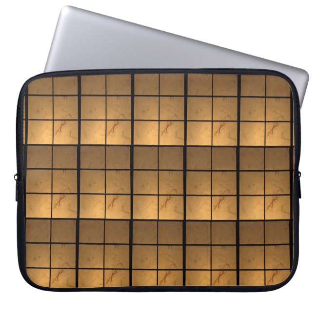 Golden Copper Squares Pattern Laptop Sleeve