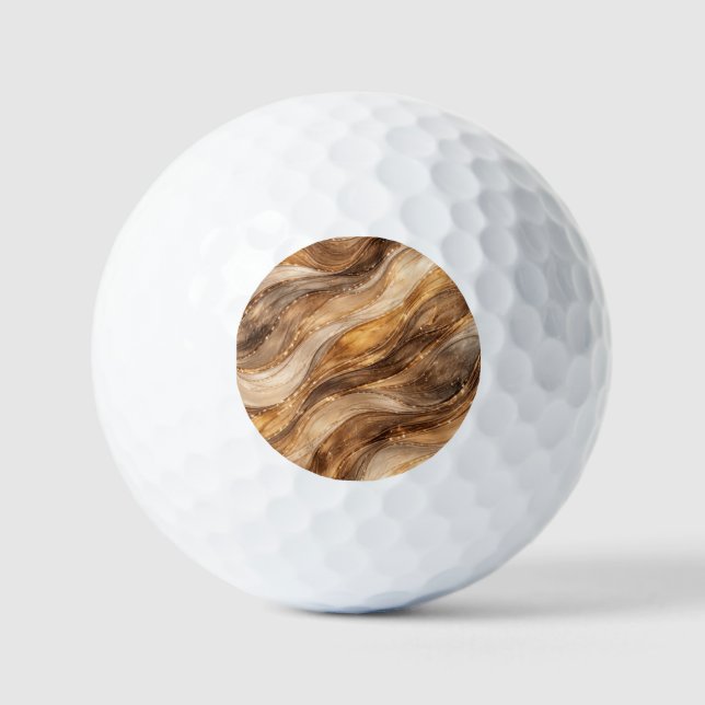 Golden Copper Waves Abstract Pattern Leggings Golf Balls (Front)