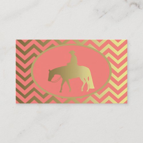 Golden Coral Chevrons Western Pleasure Horse Business Card