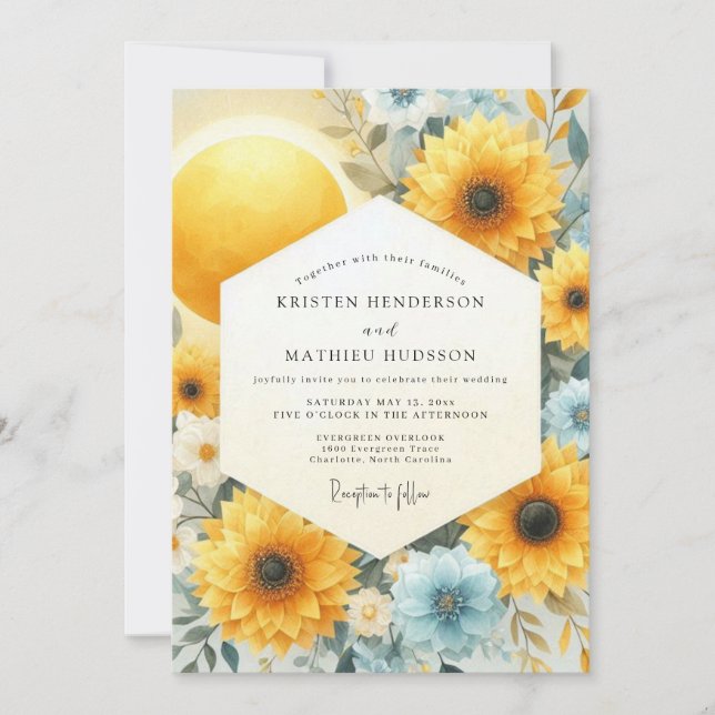 Golden Cornflower Meadow Wedding Invitation (Front)