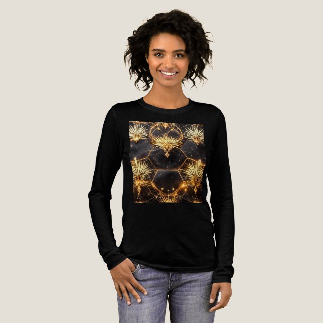Golden Cosmic Geometry Tri-Blend Shirt (Full Front)