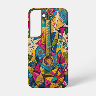 Golden Cosmic Guitar - Vibrant Cubist Abstract G Samsung Galaxy S22 Case