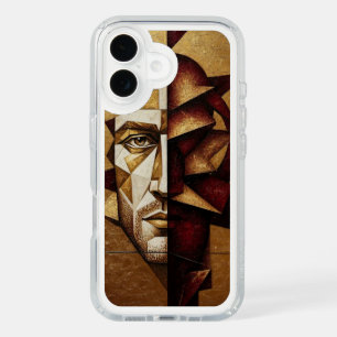 Golden Cosmic Guitar - Vibrant Cubist Abstract iPhone 16 Case