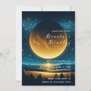 Golden Cosmic Horizon Wedding Invitation