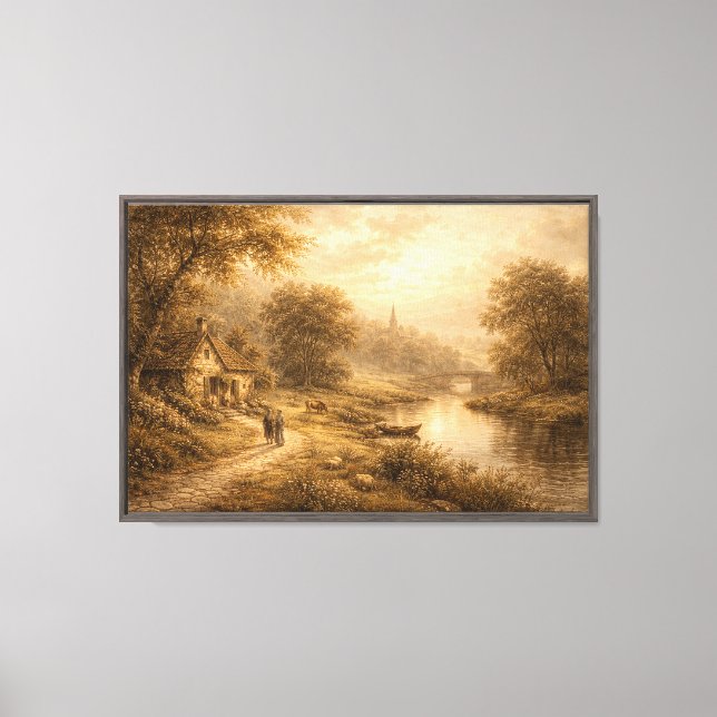 Golden Countryside River Canvas Print (Front)