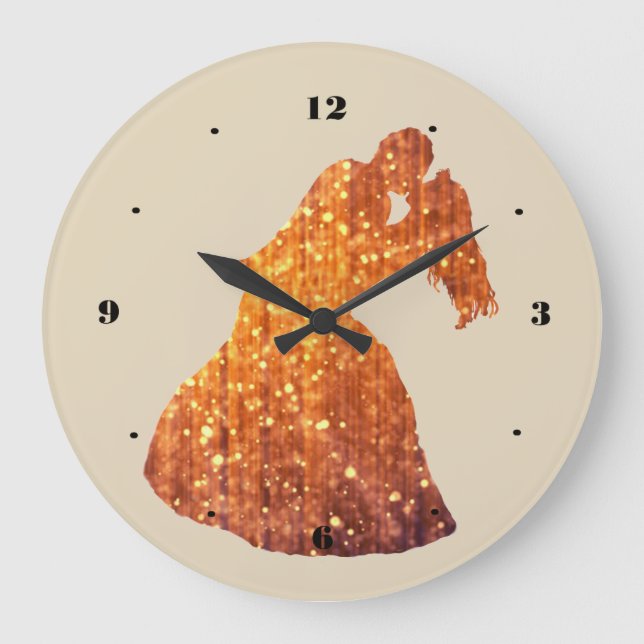Golden Couple, Kiss, Romance Wall Clock (Front)