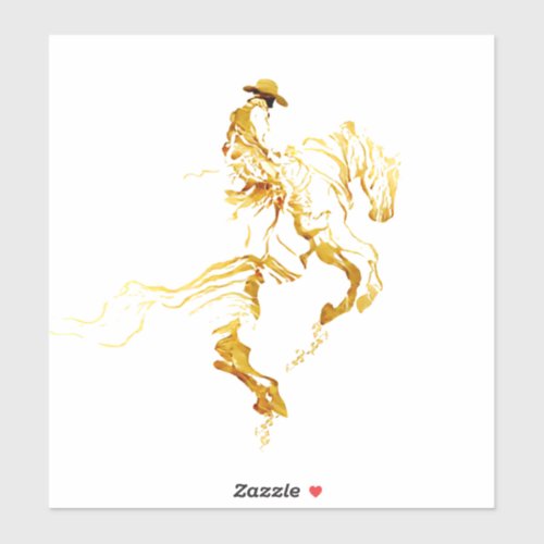 Golden Cowboy on Rearing Horse Sticker