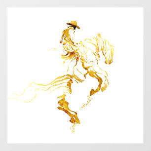 Golden Cowboy on Rearing Horse Wall Decal