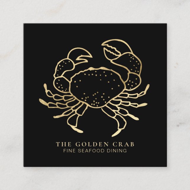 *~* Golden Crab  Gold Fine Dining by The Sea Square Business Card (Front)