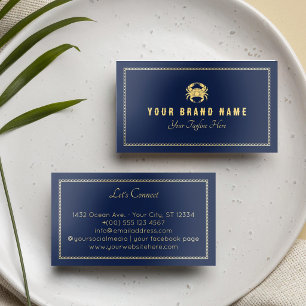 Golden Crab & Rope Frame Nautical Your Brand Foil Business Cards