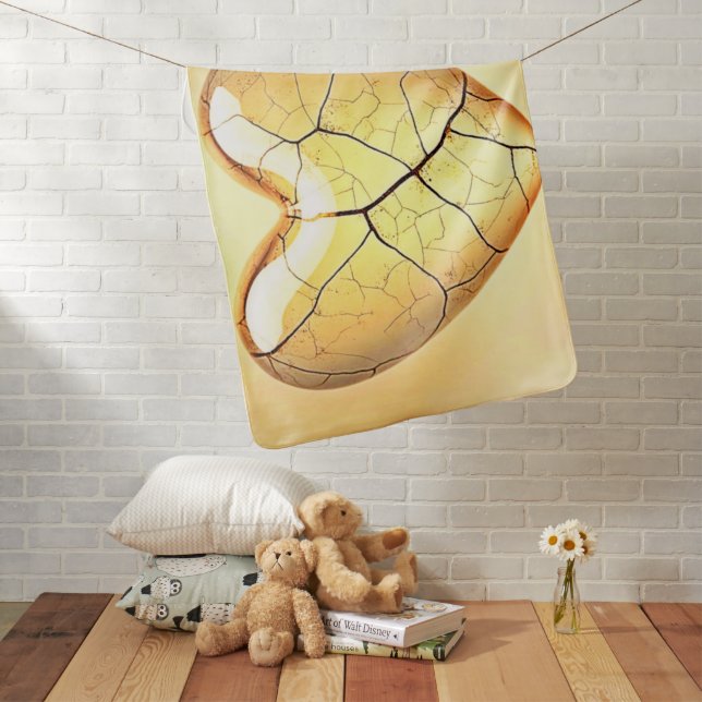 Golden Cracked Heart Art Baby Blanket (In Situ)