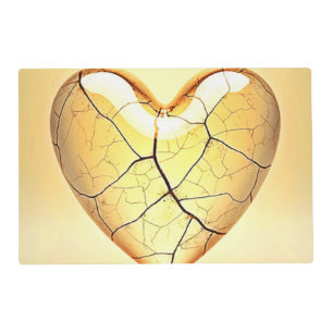 Golden Cracked Heart Art Placemat