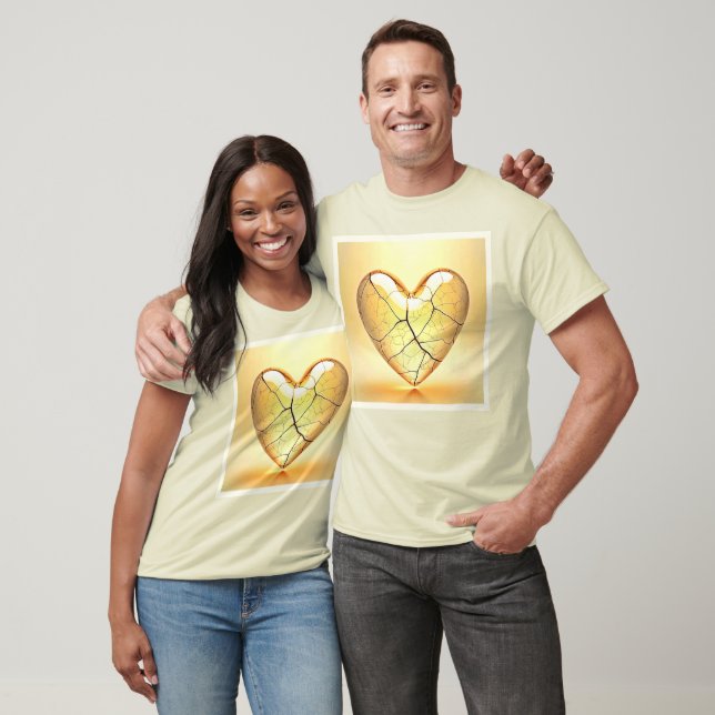 Golden Cracked Heart Art T-Shirt (Unisex)
