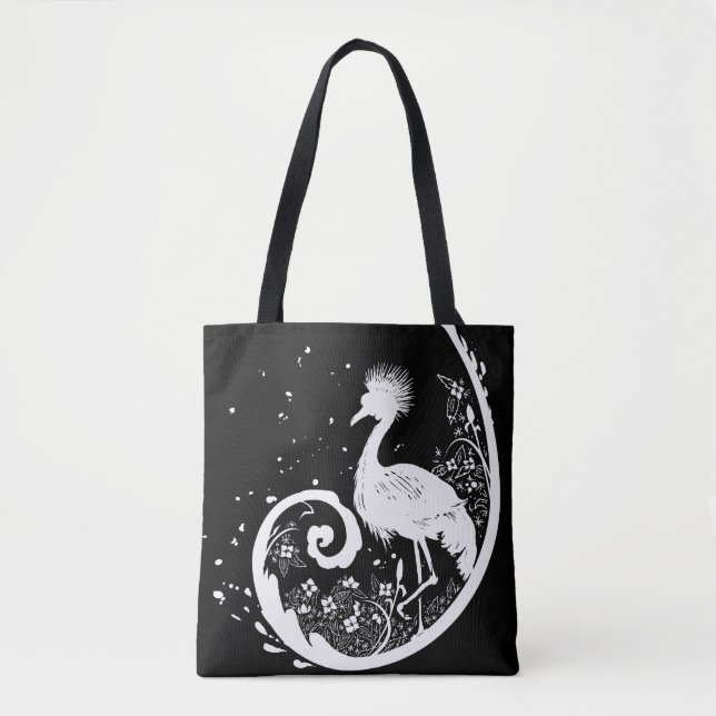 Golden Crane Silhouette Tote Bag (Front)
