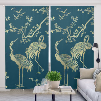 Golden cranes Art, Blackout Curtains