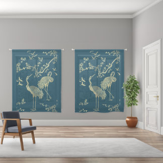 Golden cranes Art, Sheer Curtains