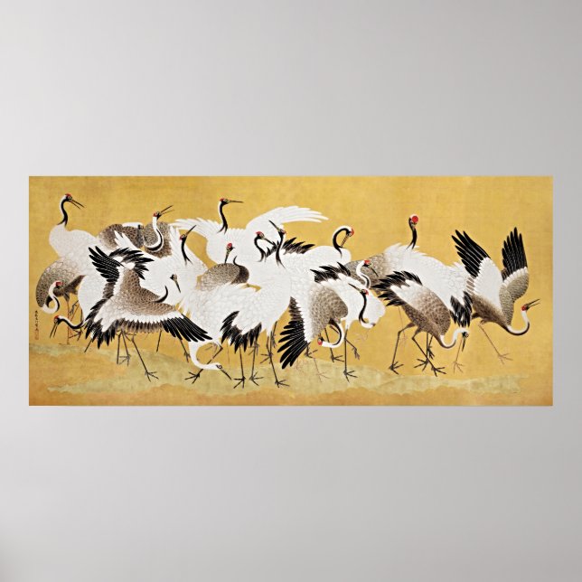 Golden Cranes Japanese Art Poster | Edo Classic (Front)