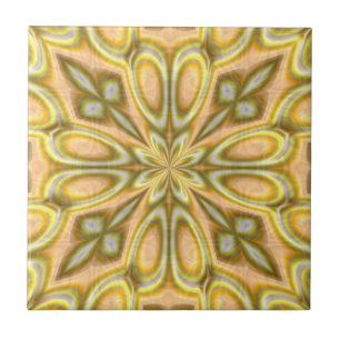 Golden Crazy Daisy Ceramic Tile