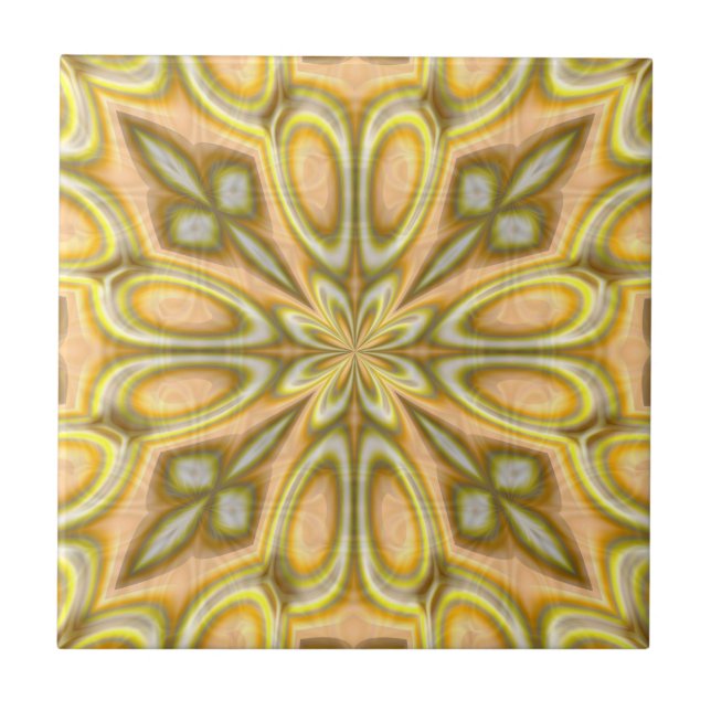 Golden Crazy Daisy Ceramic Tile (Front)