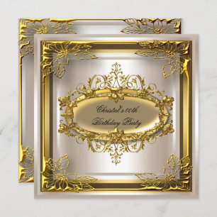 Golden Cream Elite Elegant Birthday Party Invitation