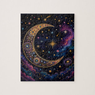 Golden Crescent & Magical Starry Sky Jigsaw Puzzle