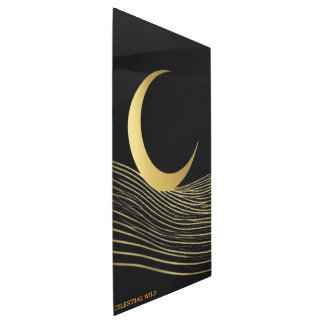 Golden Crescent Moon Abstract Background Metal Print